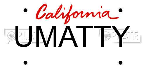 UMATTY California License Plate