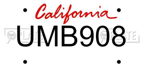 UMB908 California License Plate