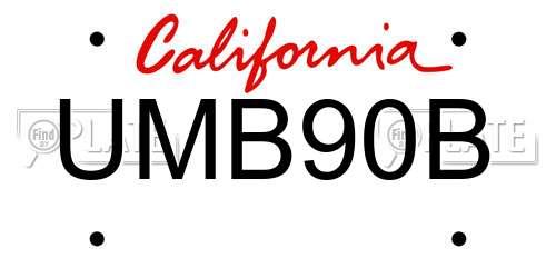 UMB90B California License Plate