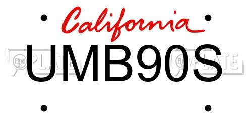 UMB90S California License Plate