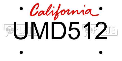 UMD512 California License Plate