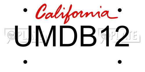 UMDB12 California License Plate