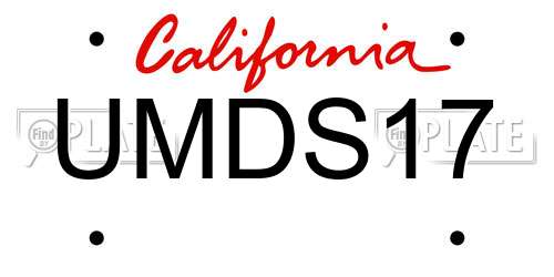 UMDS17 California License Plate