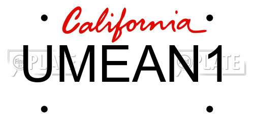 UMEAN1 California License Plate