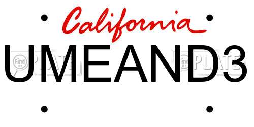 UMEAND3 California License Plate