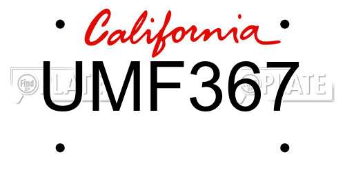 UMF367 California License Plate