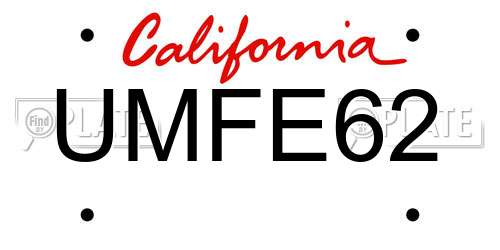 UMFE62 California License Plate