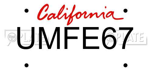 UMFE67 California License Plate