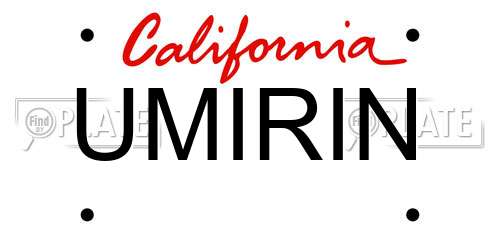 UMIRIN California License Plate