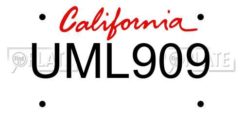 UML909 California License Plate