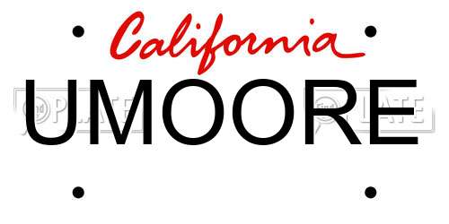 UMOORE California License Plate
