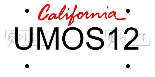 UMOS12 California License Plate