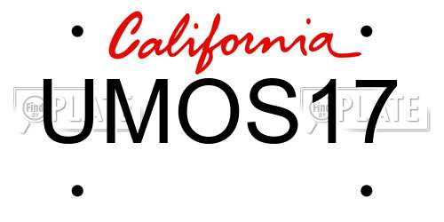 UMOS17 California License Plate