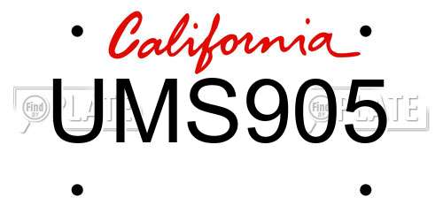 UMS905 California License Plate