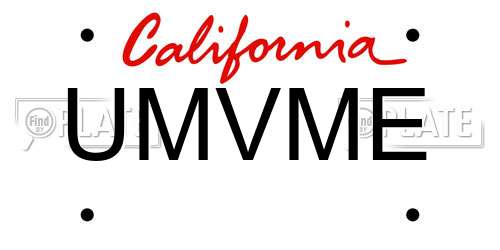 UMVME California License Plate