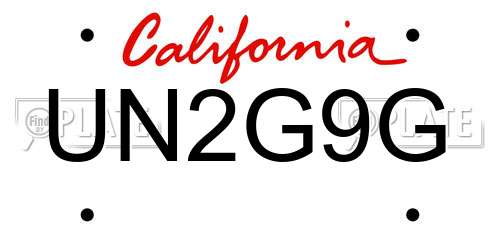 UN2G9G California License Plate