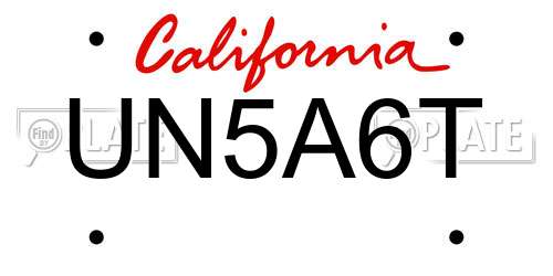 UN5A6T California License Plate