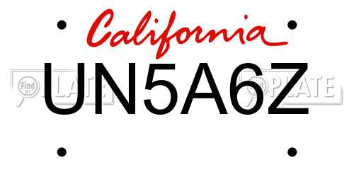 UN5A6Z California License Plate