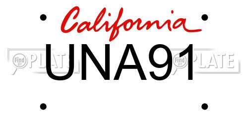 UNA91 California License Plate