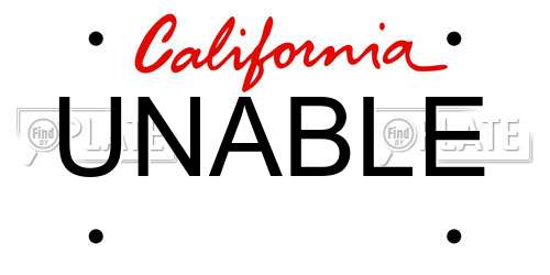 UNABLE California License Plate
