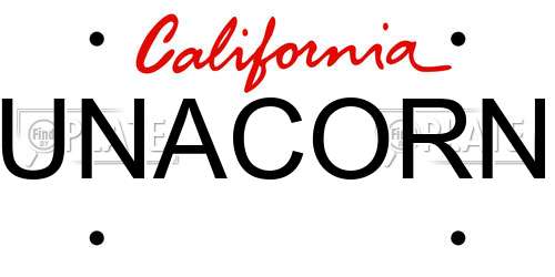 UNACORN California License Plate