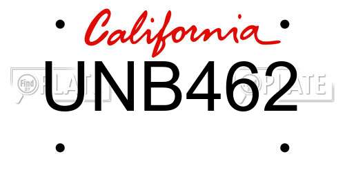 UNB462 California License Plate