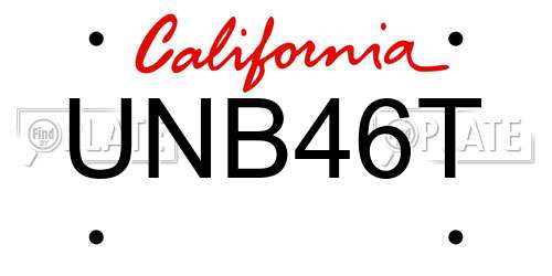 UNB46T California License Plate