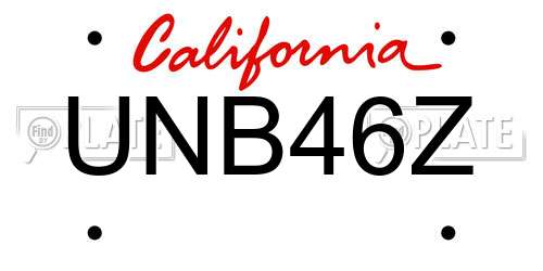 UNB46Z California License Plate