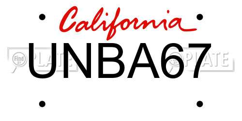 UNBA67 California License Plate