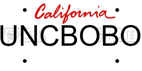 UNCBOBO California License Plate