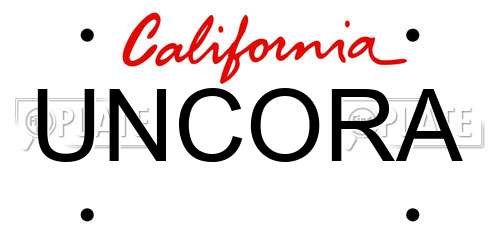 UNCORA California License Plate