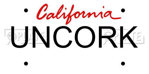 UNCORK California License Plate