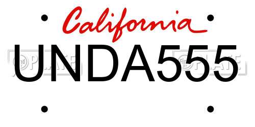 UNDA555 California License Plate