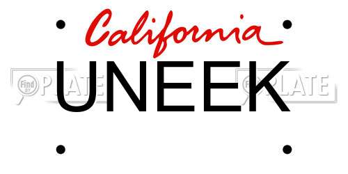 UNEEK California License Plate