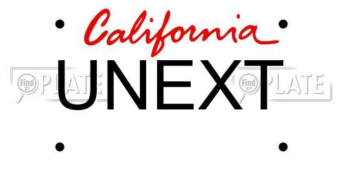 UNEXT California License Plate