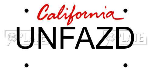 UNFAZD California License Plate