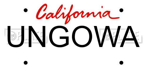 UNGOWA California License Plate