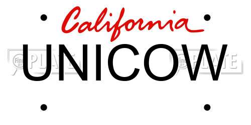 UNICOW California License Plate