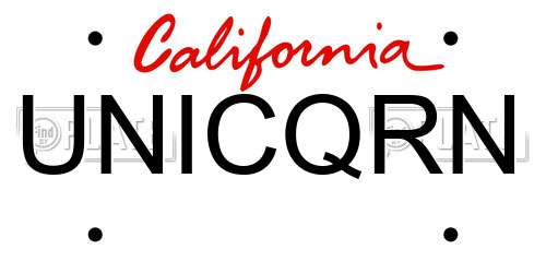 UNICQRN California License Plate