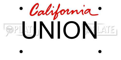 UNION California License Plate