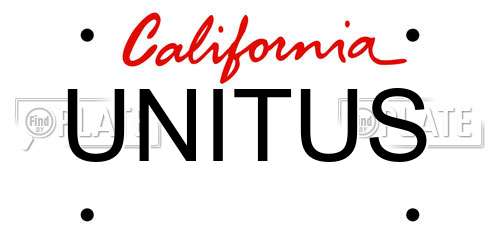 UNITUS California License Plate