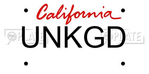 UNKGD California License Plate