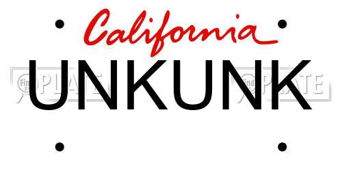 UNKUNK California License Plate