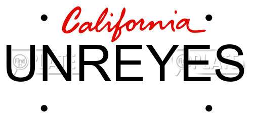 UNREYES California License Plate