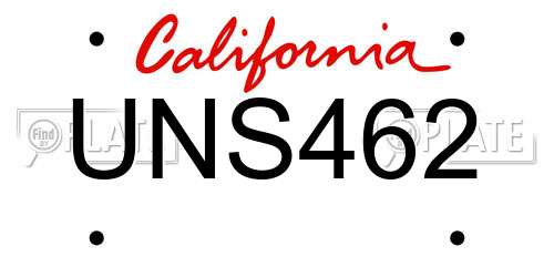 UNS462 California License Plate