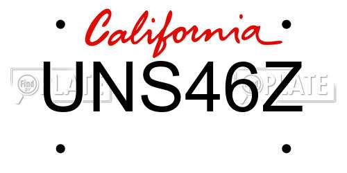 UNS46Z California License Plate