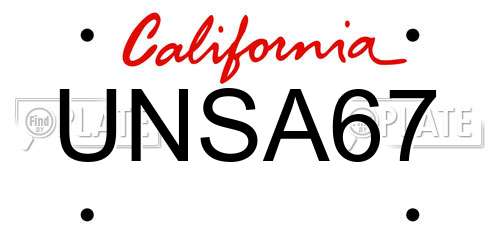 UNSA67 California License Plate
