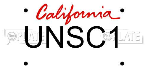 UNSC1 California License Plate