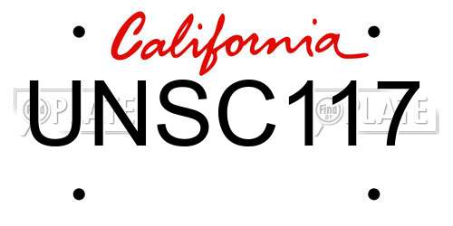 UNSC117 California License Plate