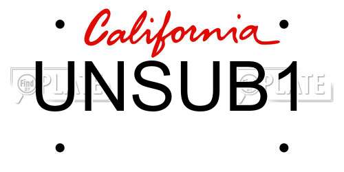 UNSUB1 California License Plate